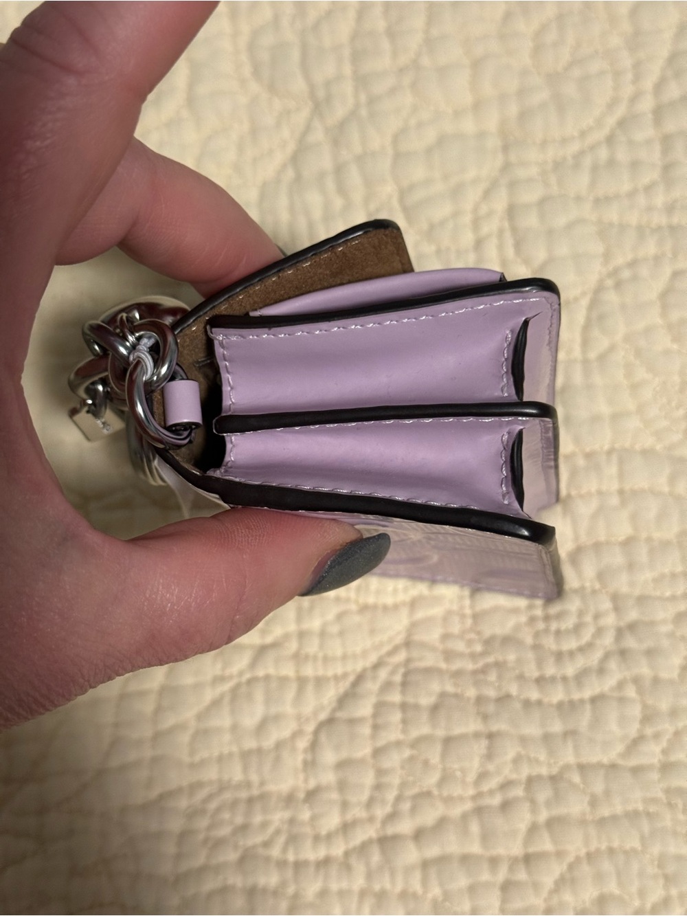 Coach Lilac Patent Leather Card Case Keychain with Heart Charm! NWT - Picture 14 of 15